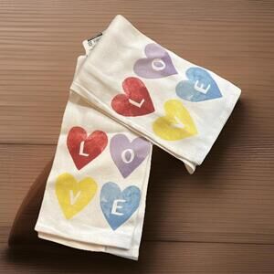 Mainstay Kitchen Towels Set Of Two Love Hearts Boho 15"x25"